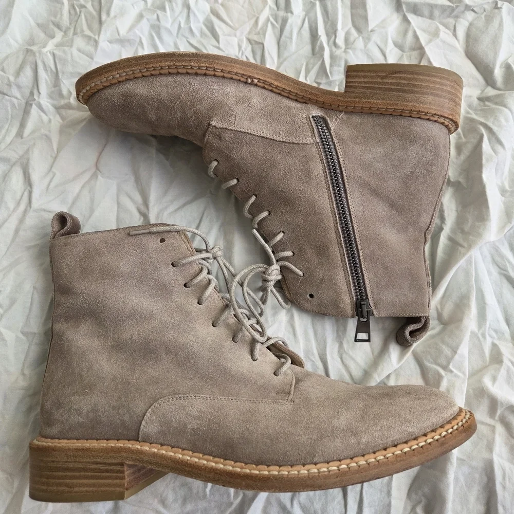 Vince Women's Cabria Suede Lace Up Ankle Boot Almond Toe Sz 7.5 - Picture 12 of 13